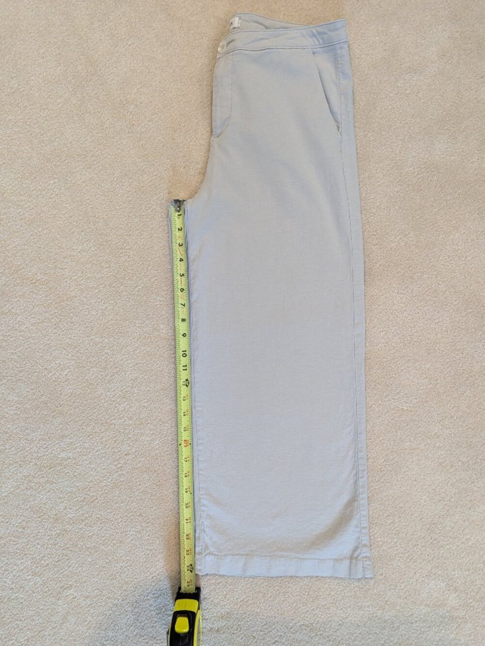 Lila Ryan Andi Linen Blend Wide Leg Crop Pants - Light Grey Size 12 - Picture 7 of 7